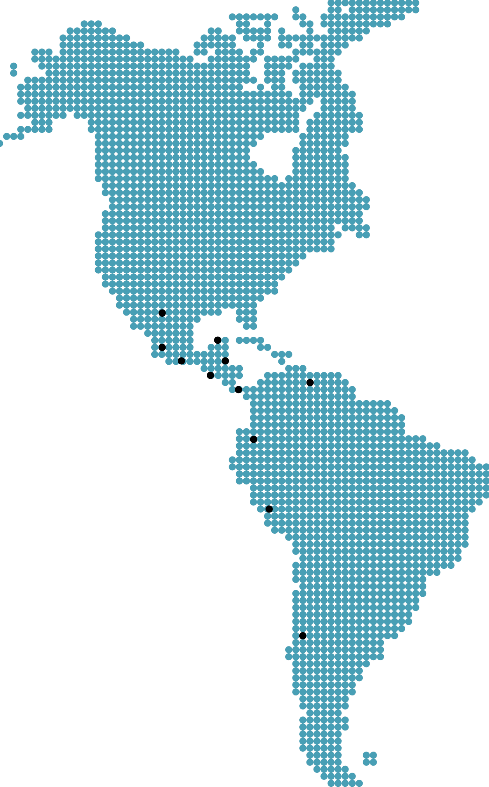 Mapa digital de Latinoamérica, destacando puntos estratégicos que representan la expansión y desarrollo de plataformas de apuestas deportivas y casino online en la región.